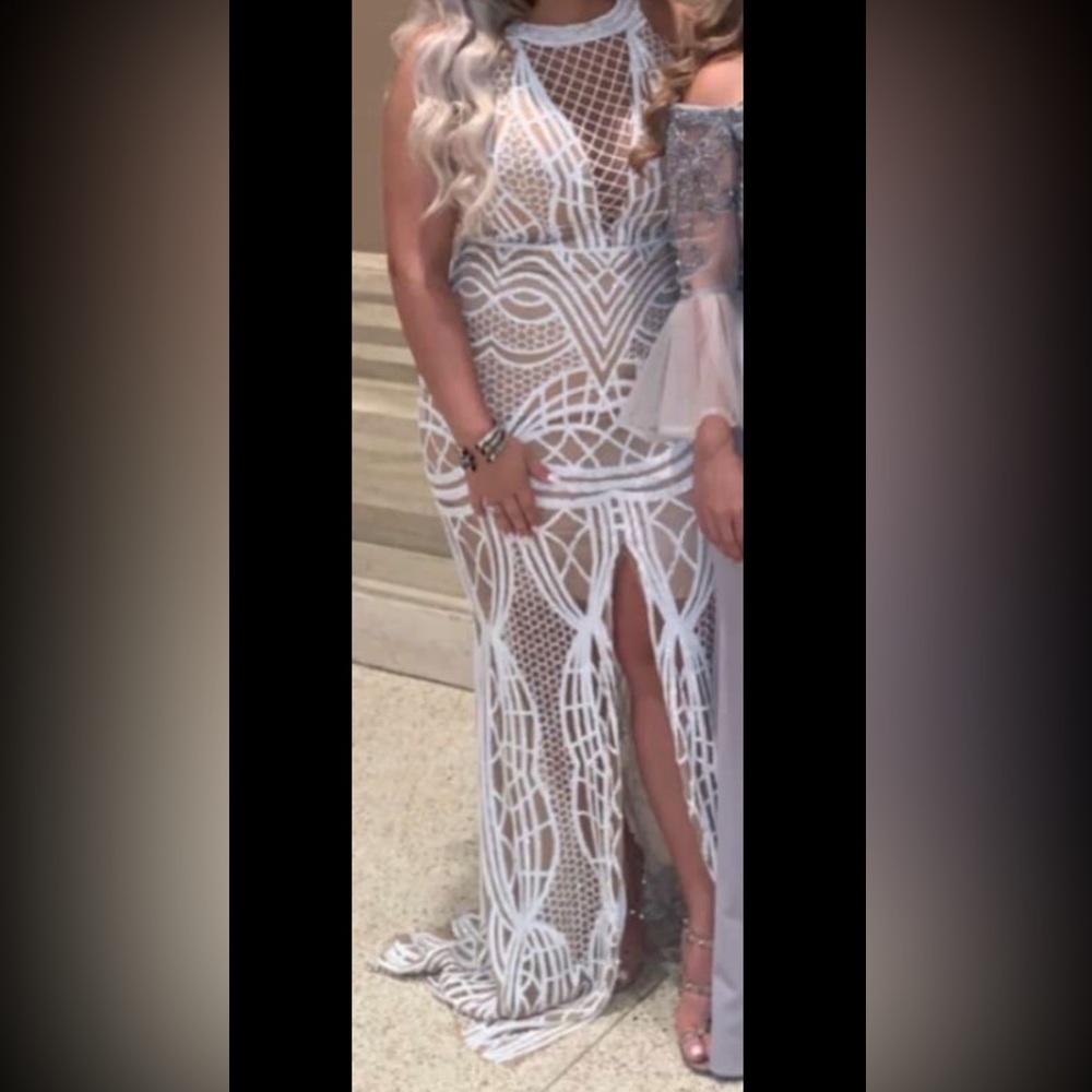 White and nude dress made in Turkey size 44
